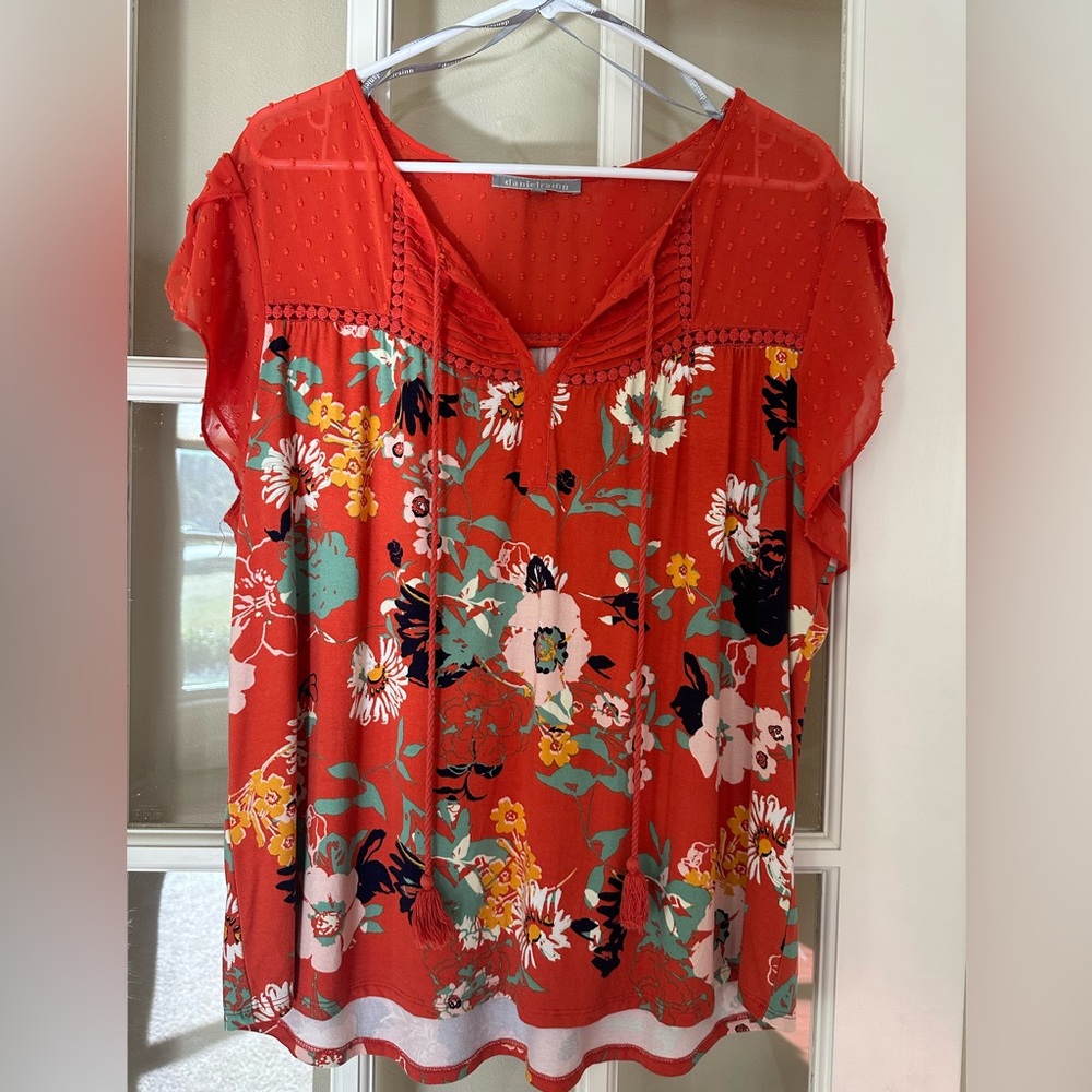 Daniel Rainn Jarra Flutter Sleeve Tassel Knit Top